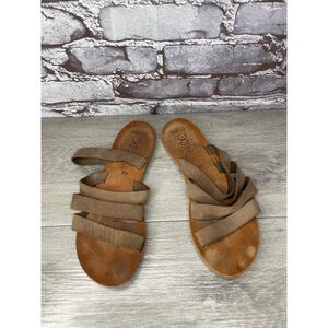 Nikos Shoes Taupe Leather Flats Slides Sandals Women Sz 39EU/8.5M US